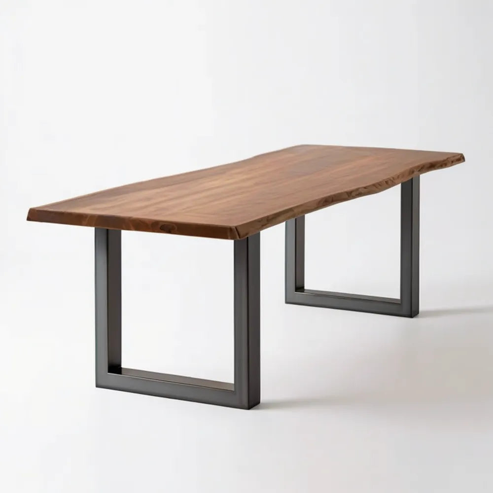 Prostokątny stół do jadalni z litego drewna akacjowego 160 x 80 x 75 cm brązowo-czarny