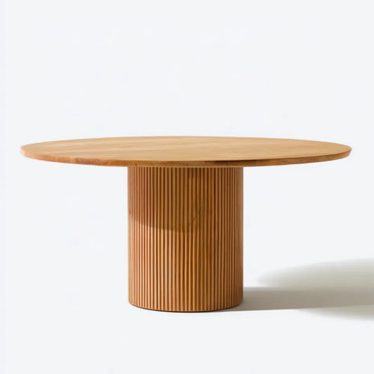 Okrągły stół do jadalni Ø120 × 75 cm z MDF i fornirem dębowym, naturalny dąb