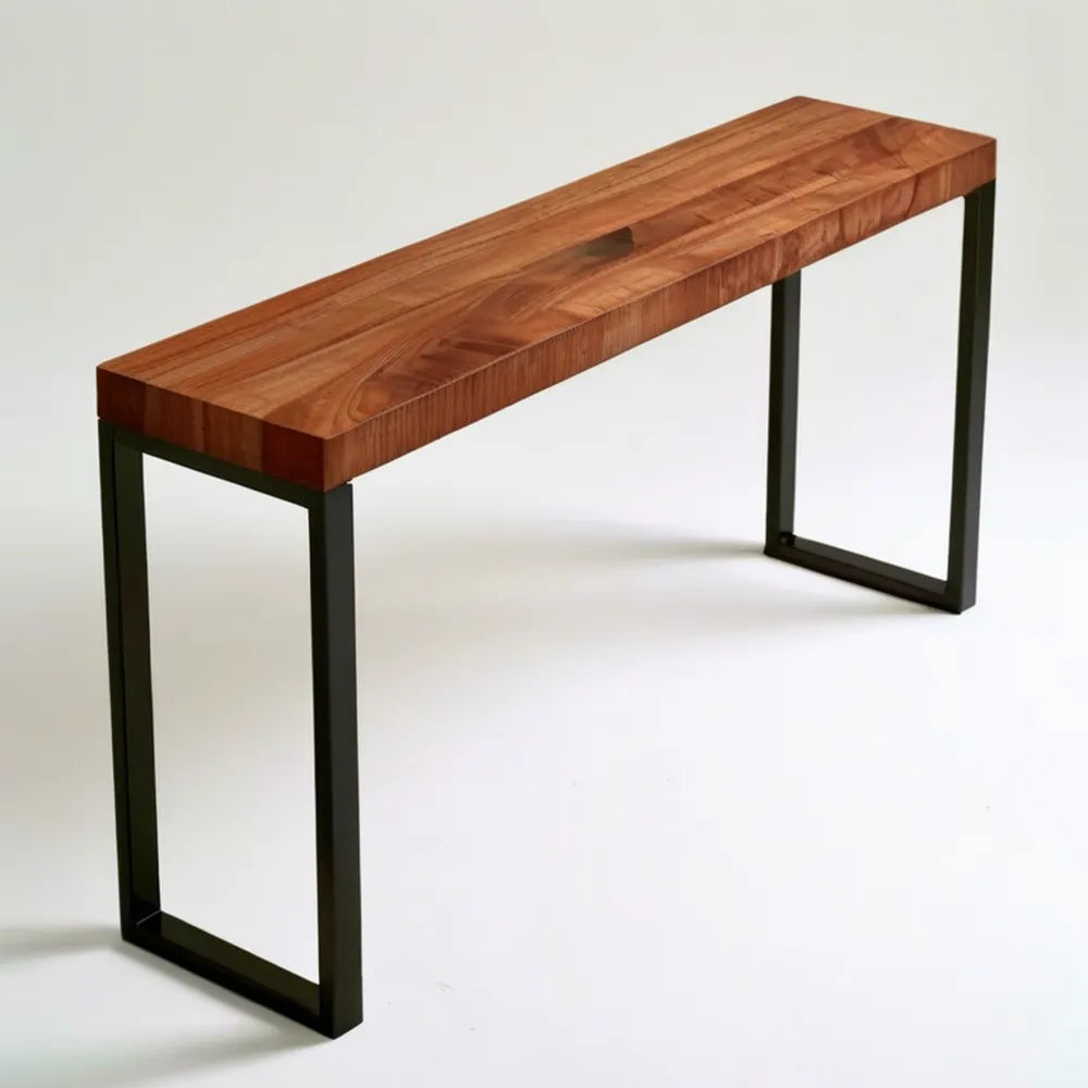 Konsola industrialna z litego drewna akacjowego i czarnej stali 120 x 30 x 75 cm