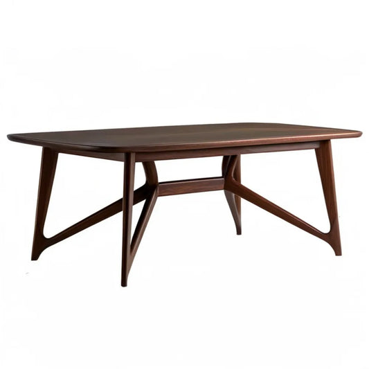 Prostokątny stół z litego drewna w kolorze ciemnego orzecha 180 x 90 x 75 cm