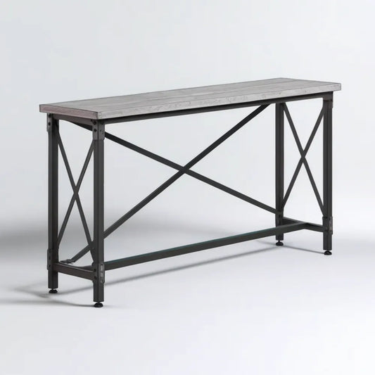 Konsola industrialna szaro-czarna 120 x 40 x 75 cm z blatem MDF i stalową ramą